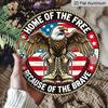 2D Flat, 1pc 7.87x7.87inch Aluminum, Patriotic Eagle "Home of the Free Because of the Brave" Vintage 2D Sign, Wall Art Decor for Home, Room