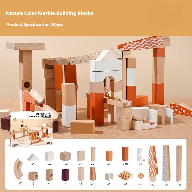 

Конструктор шарикового трека из натурального дерева, детская строительная сборка, мрамор, пазл-игрушка из массива дерева