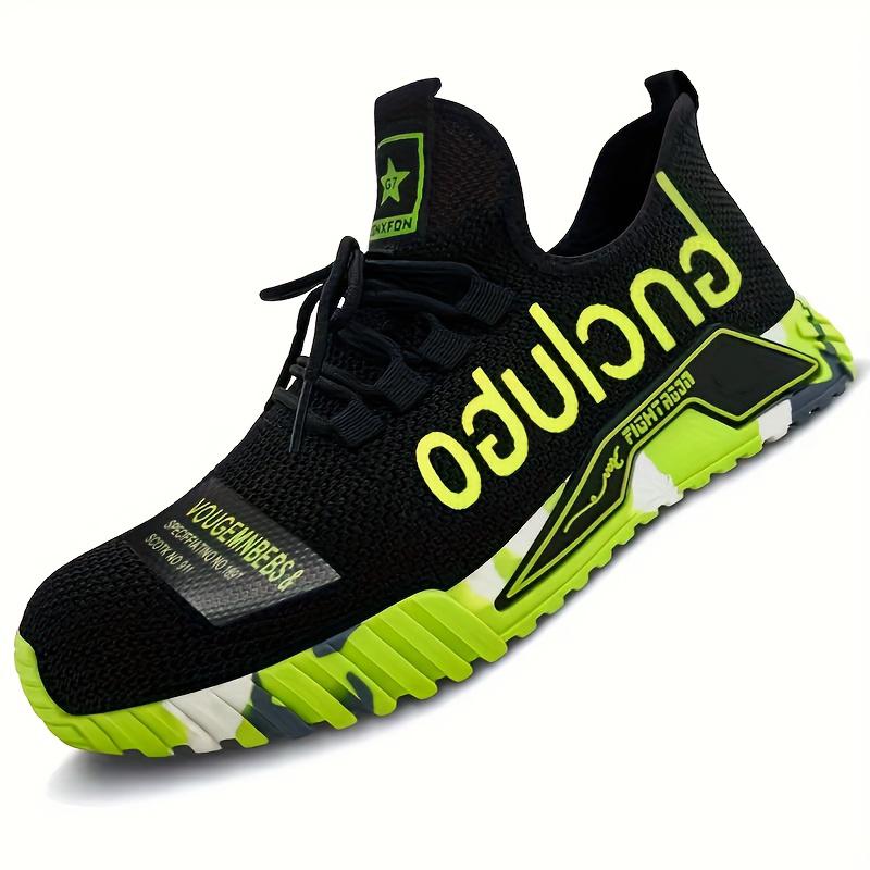 Non Slip Safety Shoes Men Steel Toe Sneakers Puncture Proof Breathable Work Safety Boots Soft Upper All-Season Casual Footwear