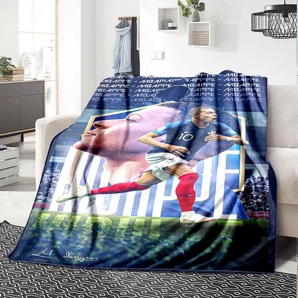 Star Player Kylian Mbappé Blanket Warmthful Decor Perfect for Office Office Chair Seaside Four Seasons Multipurpose Modern