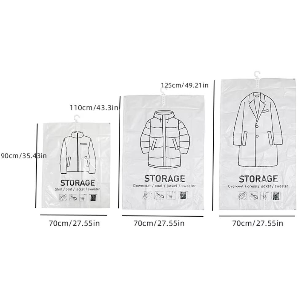 Transparent Vacuum Compression Bag Hang Hook Vacuum Seal Storage Bag  Suits/Dress/Jacket