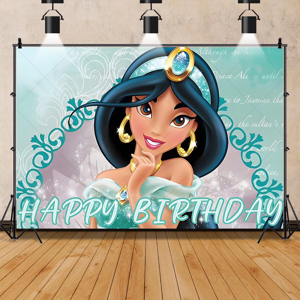 Princess Jasmine Aladdin Theme Background Children Girls Birthday Party Decoration Background Banner Baby Shower Supplies Props
