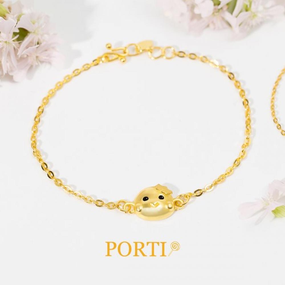 Porti 24k Gold 1.875g Snake Crown Chain Bracelet