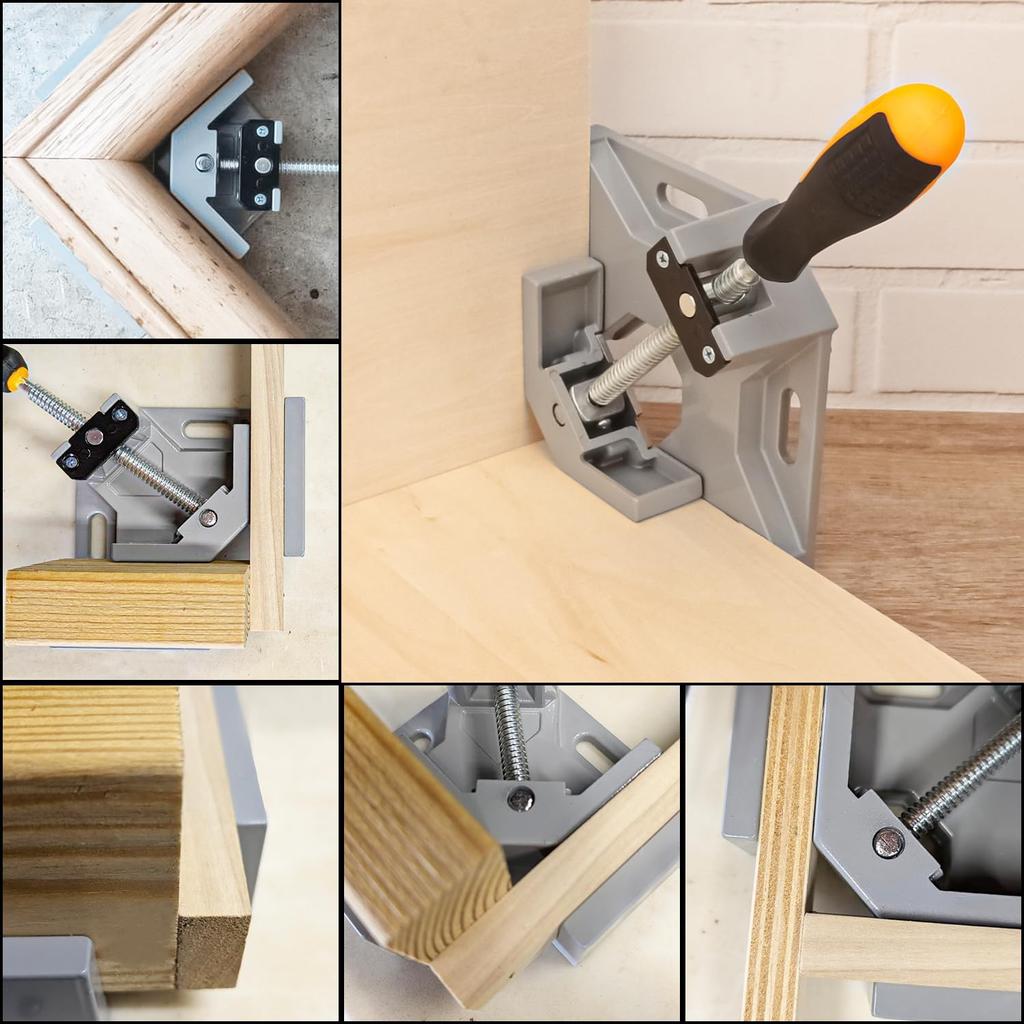 90 Degree Right Angle Clip Clamp Single Handle Aluminum Alloy Corner Clamp Woodworking Picture Frame Clip Right Angle Folder