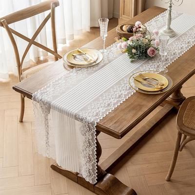Soft Breathable Table Runner Lace Table Runner Hollow Out Placemat Set Wrinkle-free Decorative Tablecloth for Dining Buffet