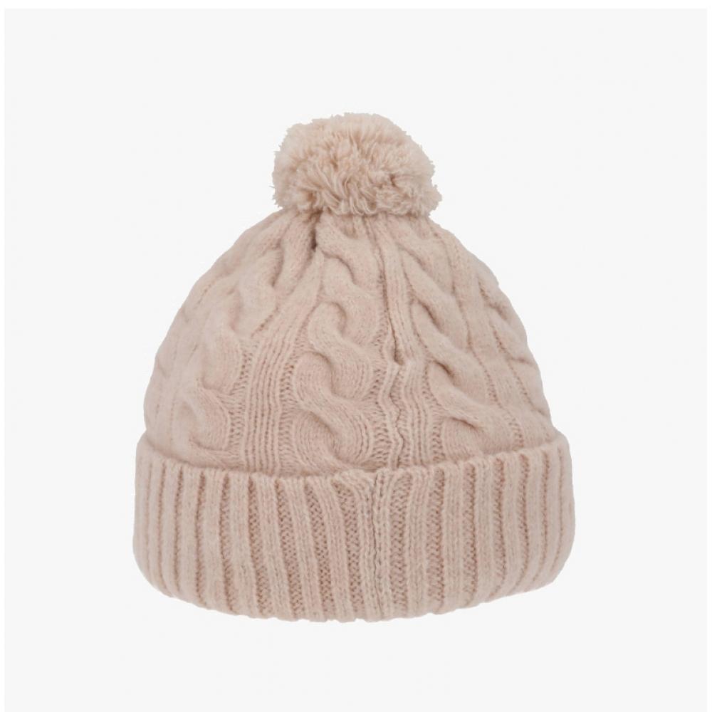 Kangol K4460sm Light Pink Cable Knit Pom Pom Beanie