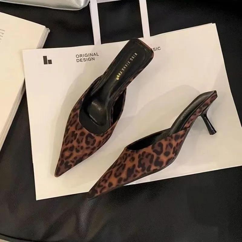Women's Shoes  Hot Sale Closed Toe Women's Slippers Fashion Leopard Print Dress Slippers Women New Best Seller Heels Women