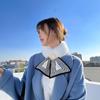 Women Plush Scarf Winter Windproof Warm Simple Plaid Cross Neckerchief For Winter Coat Dress