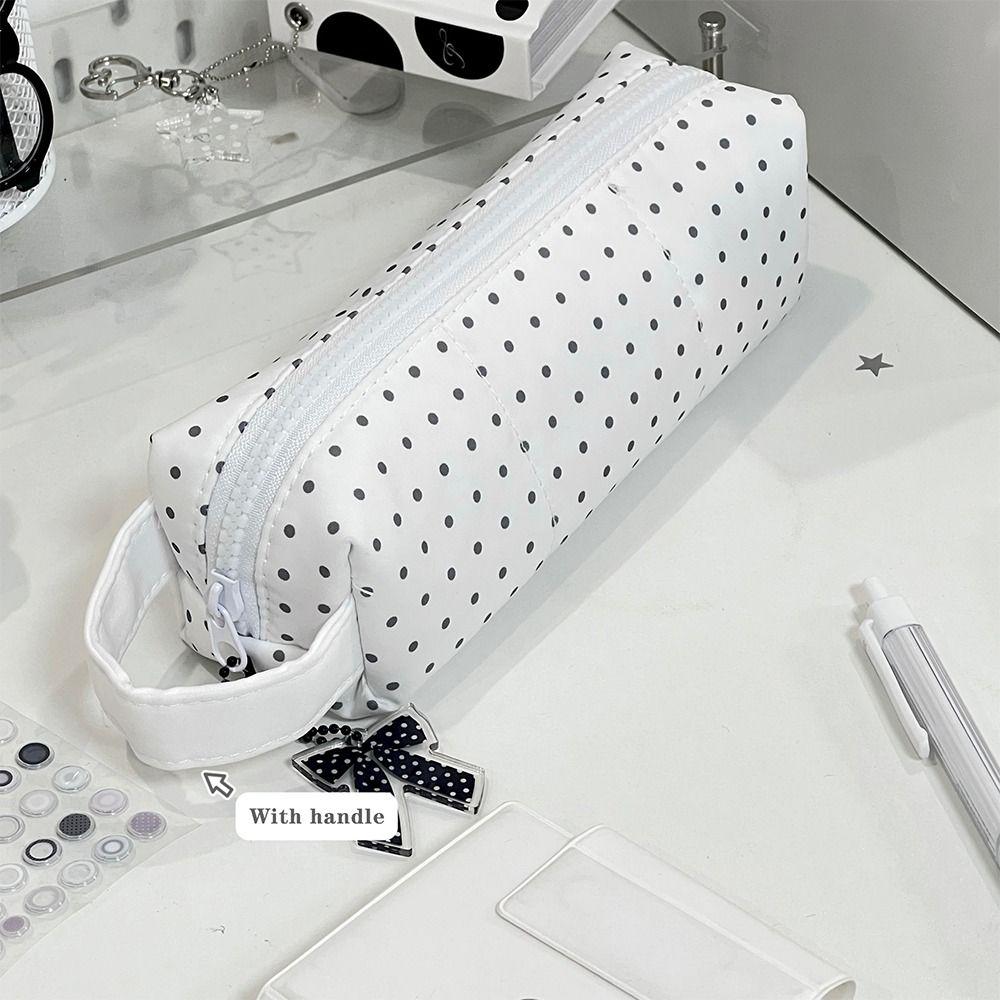 High Quality Polka Dot Storage Bag Large Capacity Zipper Design Pencil Case Pen Bag Gift