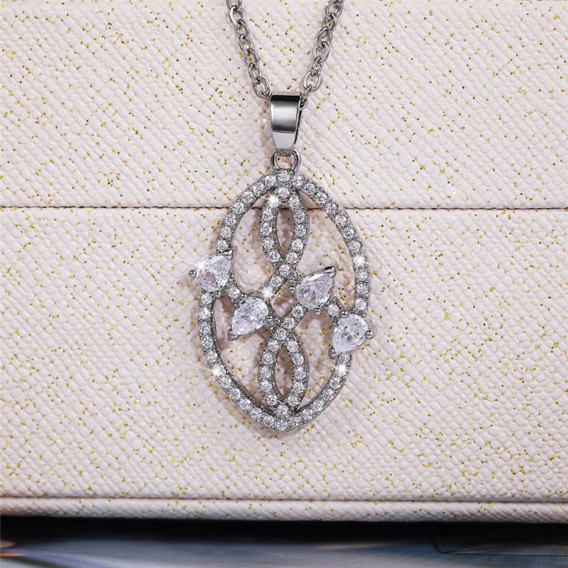 Colier noi nou concepute pentru femei pandantiv de modă cu zirconiu cubic strălucitor Colier de cristal Bijuterii de logodnă Cadou