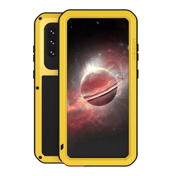 Ochranné pouzdro s krytem pro Samsung Galaxy A72 5G / 4G LOVE MEI, kovové, nárazuvzdorné, vodotěsné, prachotěsné, se sklem(Černá)