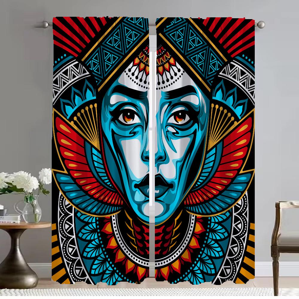 African Style Window Curtain for Room 2 Panel Home Interior Curtains for Camera Halloween Decoration Partition Shades Living