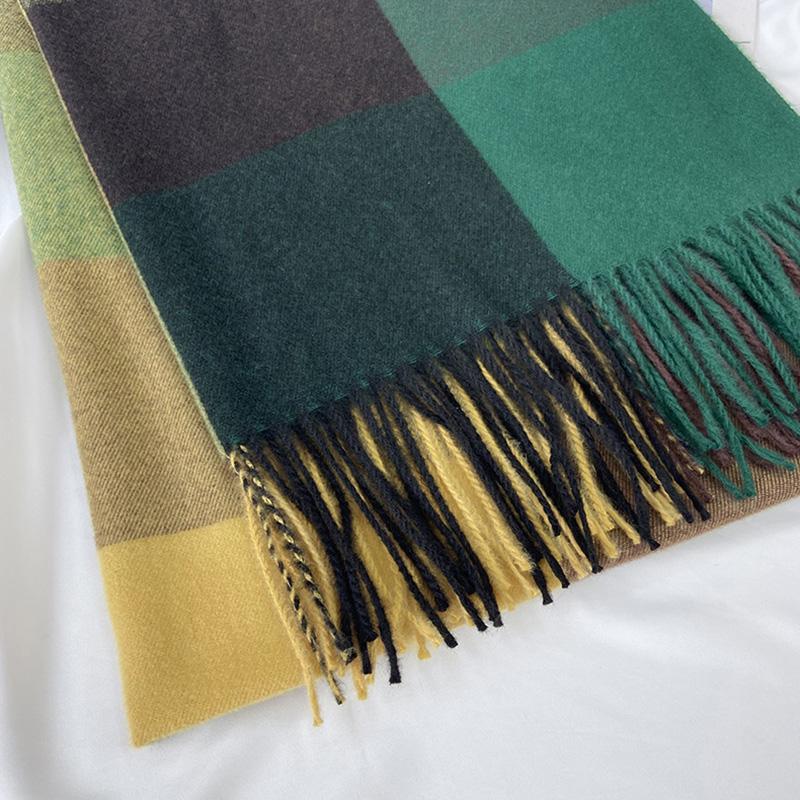 Women Scarf Autumn Winter Warm Cashmere Imitation Large Plaid Shawl
