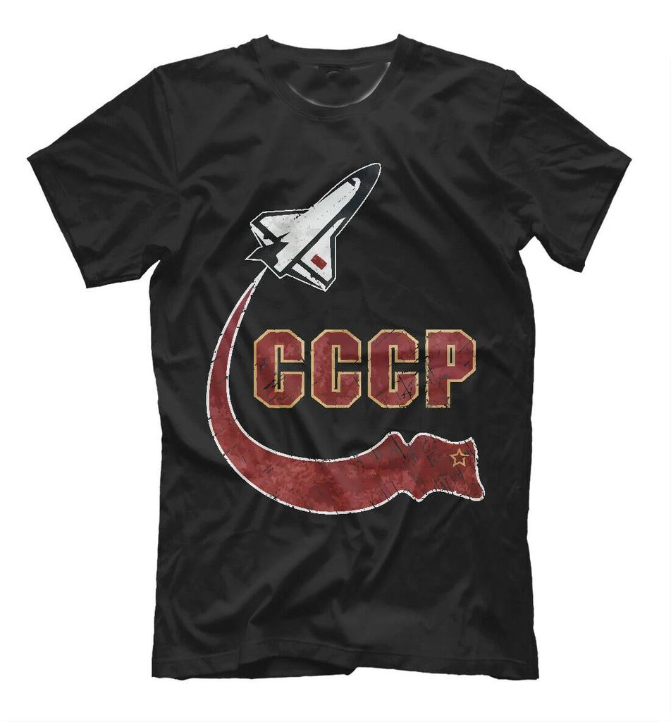 USSR Russia Space Rocket CCCP Poster TShirt Summer Cotton Short Sleeve ONeck Mens T Shirt New S3XL