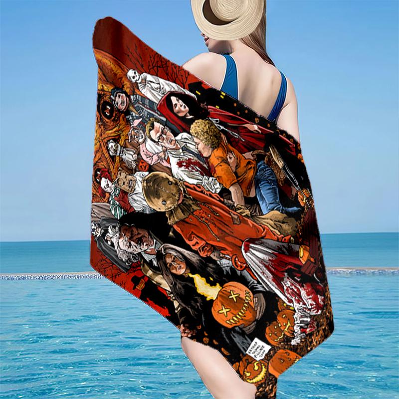 Horror Movie Characters Beach Towel, Super Soft Microfiber, Gift for Her/Him, Birthday, for Pool, Beach, Travel, Home Decor Fan gifts