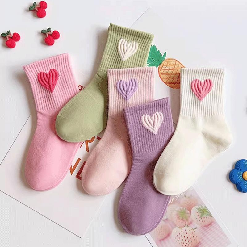 5 Pairs Girls Mid-Calf Socks 1-14 Years Quick-Dry Polyester High Elasticity Anti-Wrinkle Athletic Non-Slip