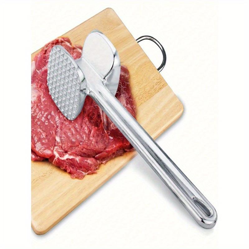 1pc Double-Sided Tenderizer Mallet Steak Hammer Aluminum Alloy Steak Cooking Tool Silver