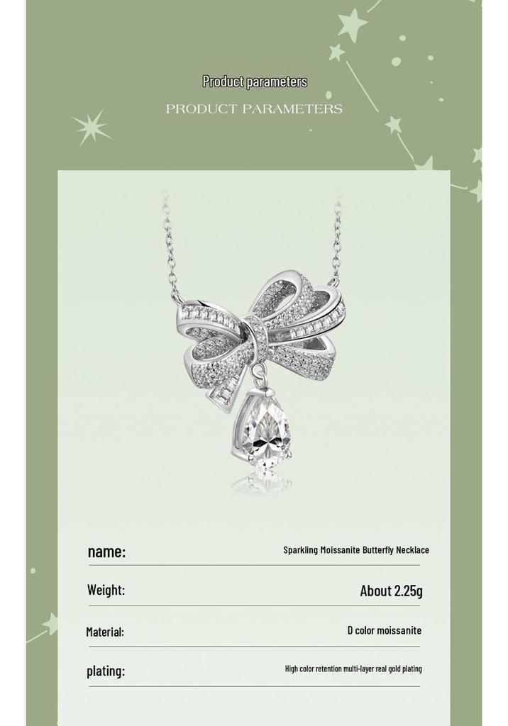 Elegant Bow Tie Diamond Necklace for Women - Versatile Spring/Summer Jewelry with a Unique Design