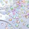 100pcs 3D Transparent Colorful Love Heart Charm Nail Art Rhinestone Decoration DIY Manicure Accessories Nail Stylist Supplies