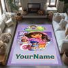 Dora Explorer Customize Text Floor Rug Office Rug Design for Entryway Playrooms Dining Room Kitchen Anti-slip Rug Anime Office Decor Spiritual Gift