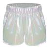 Girls Metallic Sparkly Shorts Elastic Waist Jazz Dance Cheerleading Stage Performance Costume Bottoms
