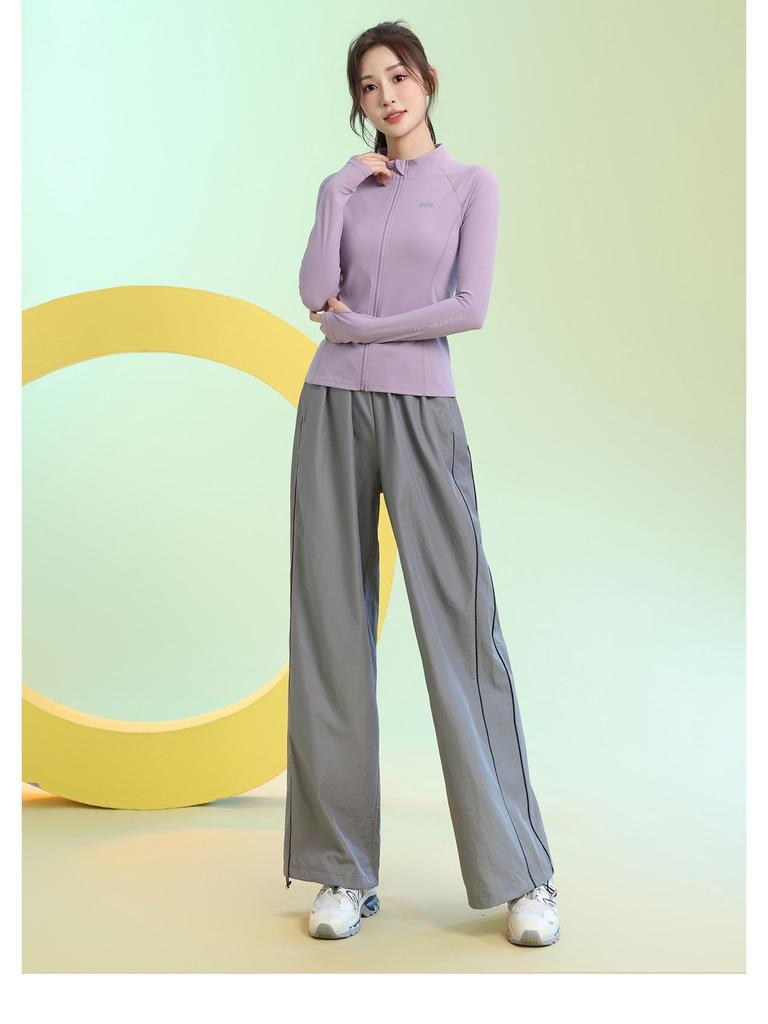 Damen Slim-Fit Atmungsaktiver Badmintonanzug - Herbst/Winter Schnelltrocknendes Sportbekleidungsset mit Reißverschluss und langen Ärmeln