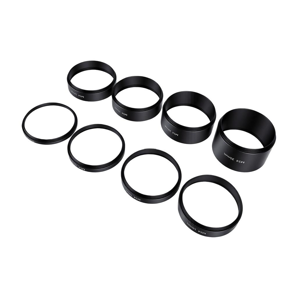 8PCS Black Telescope Extension Tube M54x0.75 Stackable Threaded Dazzle Proof Astronomical Telescope Spacer Kit