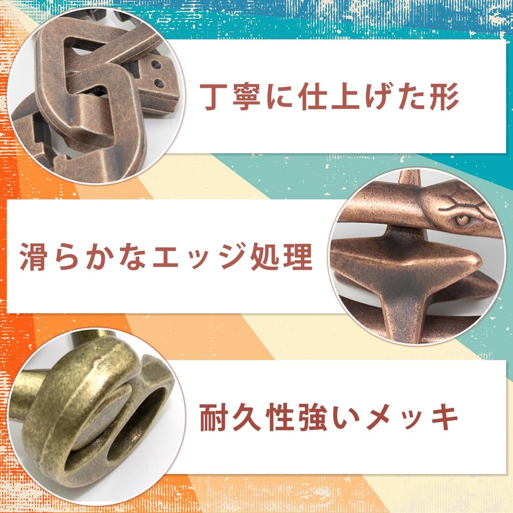 HUAZONTOM Gehirnjogging-Ringe, 5-teiliges Set, Schwierigkeitsgrade 6-3, Ringpuzzle, Gehirnjogging-Spielzeug für Erwachsene und Kinder, Rätsellösen, Zeit