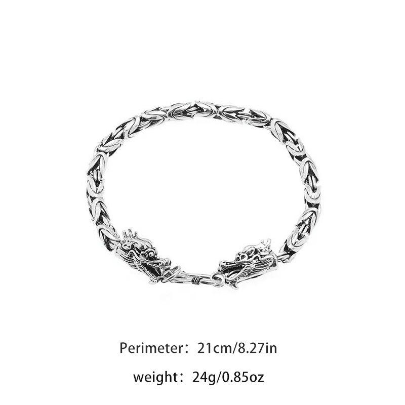 Men'S Retro Imitation Thai Silver Double Faucet Safety Pattern Necklace Trendy Cool Bracelet High-End Light Luxury Personalized Necklace Jewelry