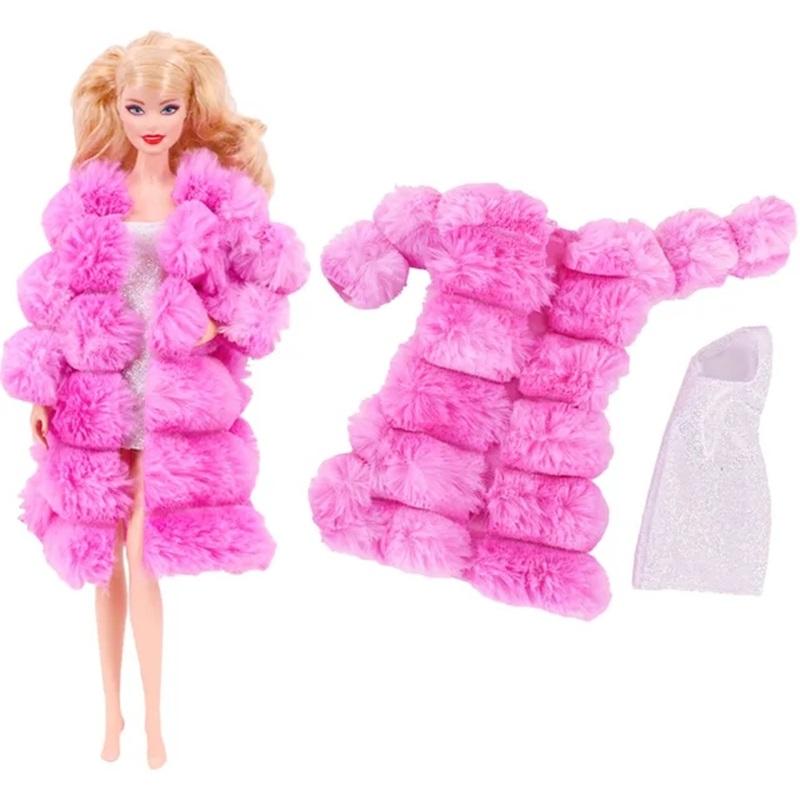 Vestiti Bambola Bambina 3 Pezzi Cappotto Giacca Peluche+ Vestito Gonna/ Pantaloni Abbigliamento per Bambola da 30cm Vestiti Bambola Accessori Bambola Giocattolo per Bambina