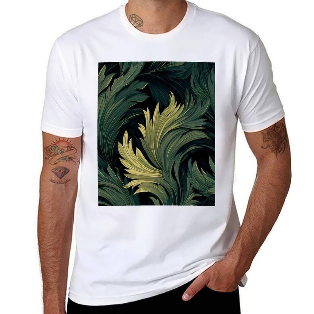 Luxurious Fern Leaves Pattern Tshirt Standard Fit Solid Tee Shirt Tshirt