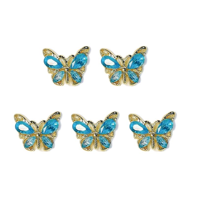 5Pcs Nail Charms Rhinestones Golden Silver Diamond Nail Art Craft Alloy Nail Rhinestones Nail Art Decorations Supplies 1