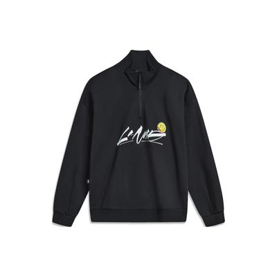 Li Ning X OG_Slick Collaboration Pull-over Ample à Col Montant Sweat-shirt Unisexe Noir AWDT445-4