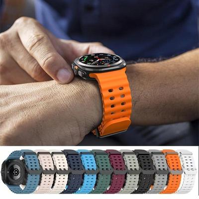 Sportarmband für Samsung Galaxy Watch Ultra 47mm Silikonarmband KEINE LÜCKEN Ozean-Uhrarmband Aquatics Watch 7 47mm Offizielles Armband