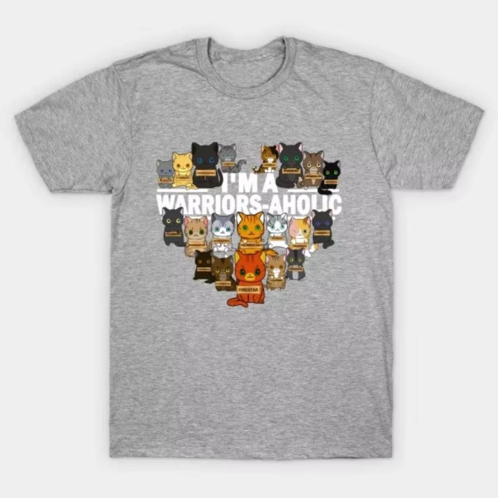 Ich bin ein Warriors-Süchtiger. Neuheit Katzenliebhaber Krieger Geschenk T-Shirt. Neues T-Shirt aus 100 % Baumwolle mit kurzen Ärmeln und Rundhalsausschnitt, lässiges Herren-Top
