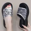 Summer platform slippers women's 2025 new cool slippers women's muffin sequins wear beach fashion word sandals