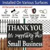 2D Flat, Small Business Thank You Sign - Elegant Cursive-like Font - Black & White Shop Decoration - Durable Aluminum Plaque - No Wiring Needed - for