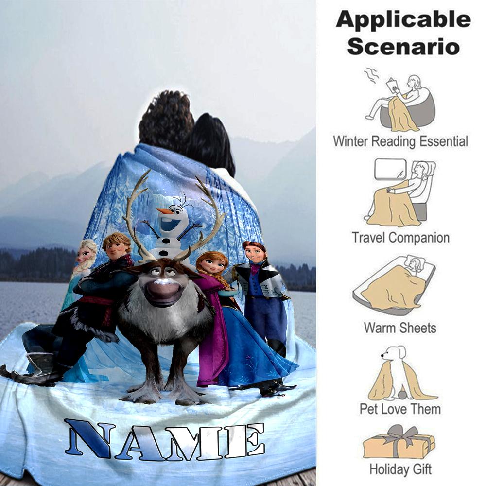 Customiz Name Personality Elsa Frozen Blanket Soft &Warm Sofa Office Bed Travel Lunch Break Blanket, Gift Suitable All Seasons