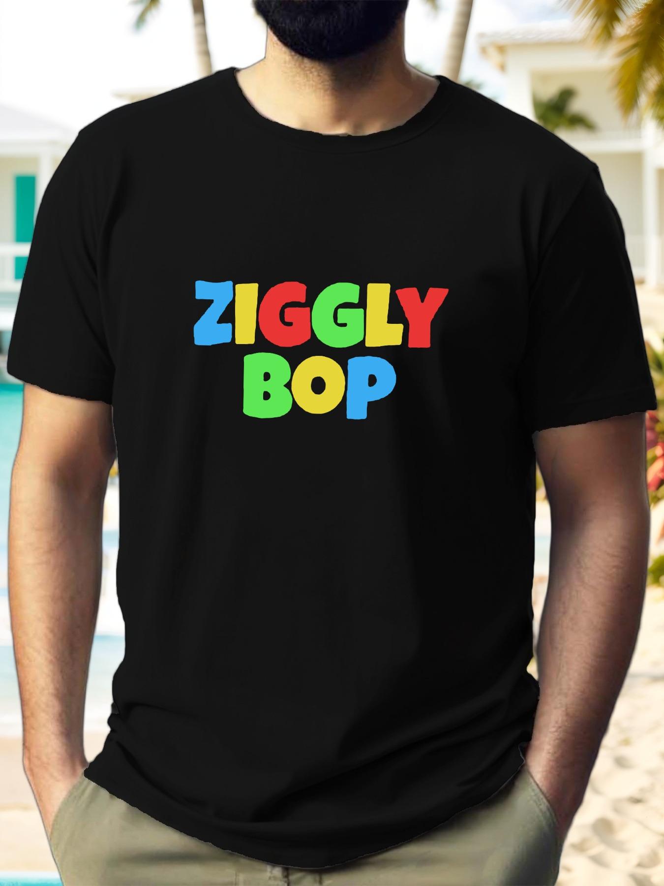 ZIGGLY BOP Casual Summer T-shirt - Vibrant Rainbow Text XL