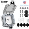 EIOMR US Outdoor Power Socket,Weatherproof IP66 US Power Socket Box,15A 110-250V Outdoor Plug Socket for Garden Outdoor Indoor