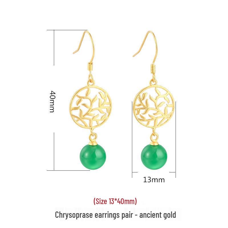 

Креативні філігранні сережки з халцедону та агату з натуральним нефритом Хетянь, підвіски зі стерлінгового срібла S925, ідеальний різдвяний подарунок.