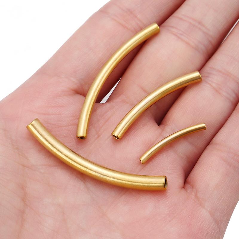 Stainless Steel Curved Tube For Jewelry Making Gold Color Straight Beads Connector Bracelet Necklace Diy Jewelry Finding