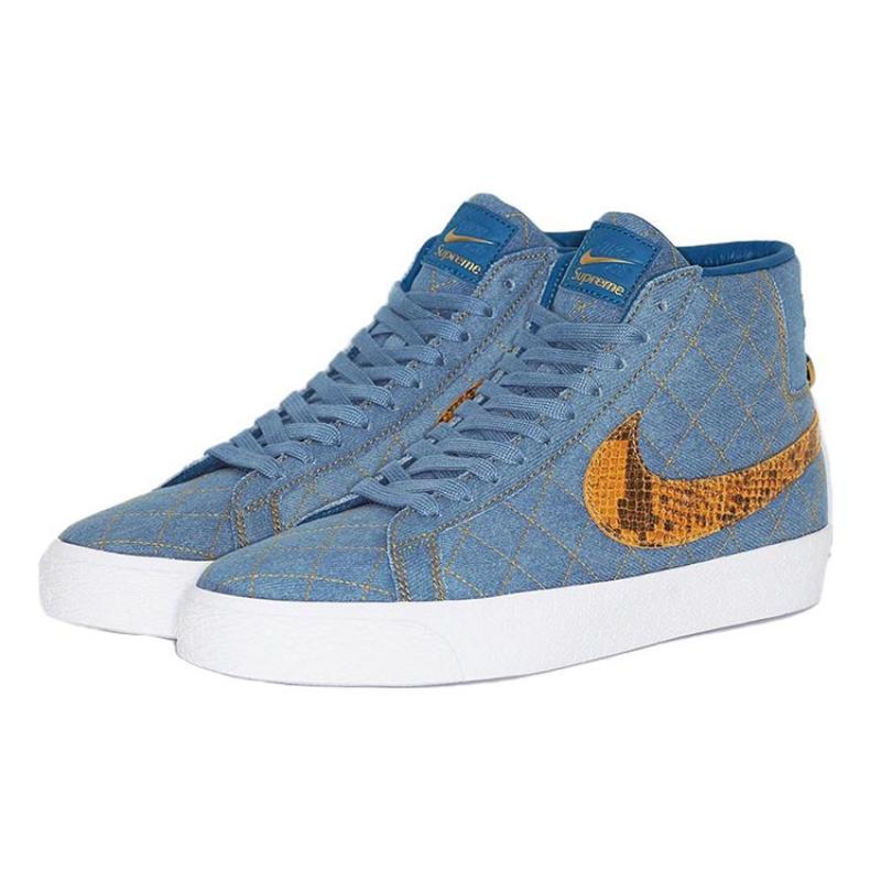 Nike Sb Blazer Mid Qs Supreme Denim Skateboard Shoes DX8421-400