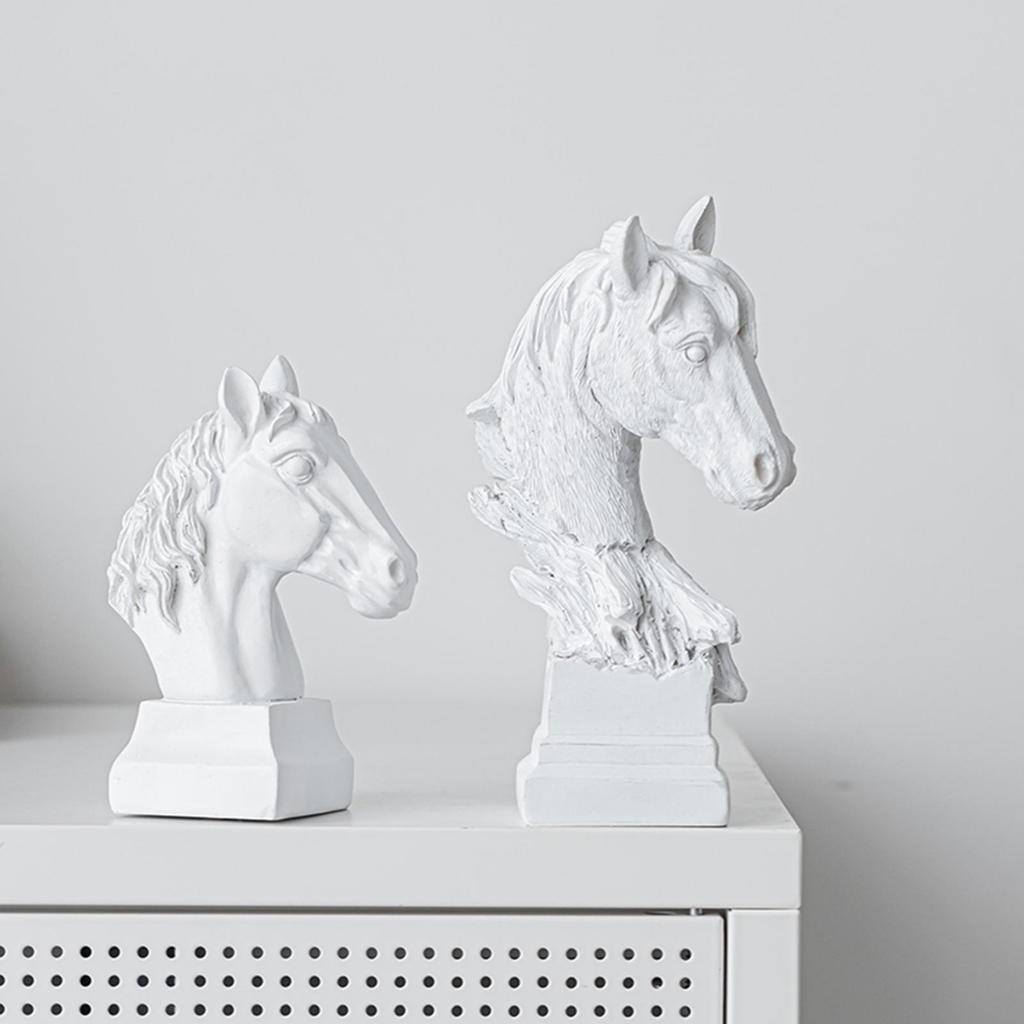 Horse Head Statue Tabletop Resin Animal Figurine Modern Sculpture for Office Living Room Decor