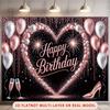 2D Rose Gold Birthday Party Backdrop Champagne High Heel Decor