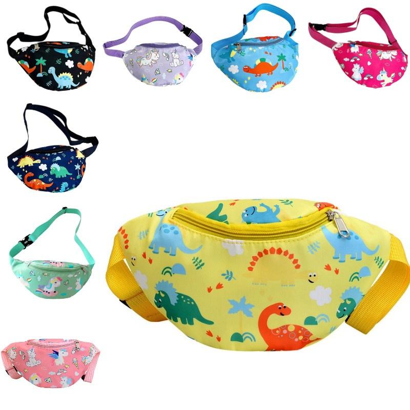 Cute Unicorn Kids Waist Bag Cartoon Dinosaur Shoulder Bag Nylon Material Lightweight And Theft-proof