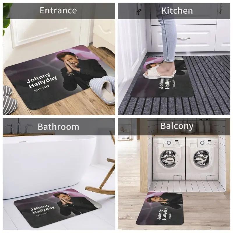 Rock Johnny Hallyday Door Floor Bath Kitchen Mat Anti-Slip French Singer Music Doormat Living Room Entrance Rug Carpet Footpad