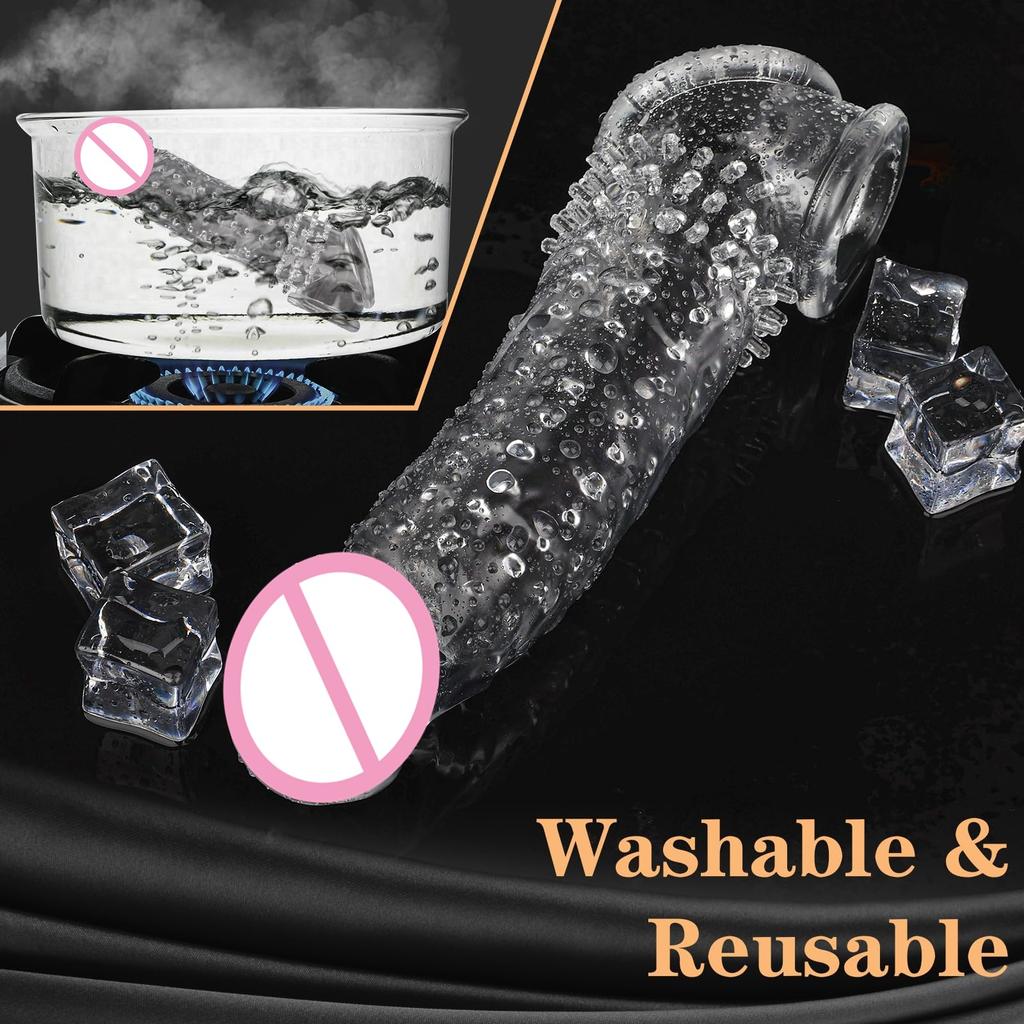 Dildo Condoms Expand Penis Extension Sleeve Reusable Condoms Delay Ejaculation Sex Toy for Men