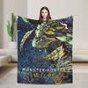 Monster Hunter Wilds Rey Dau Blankets Video Game Flannel Vintage Warm Throw Blanket for Bedroom Autumn/Winter Car