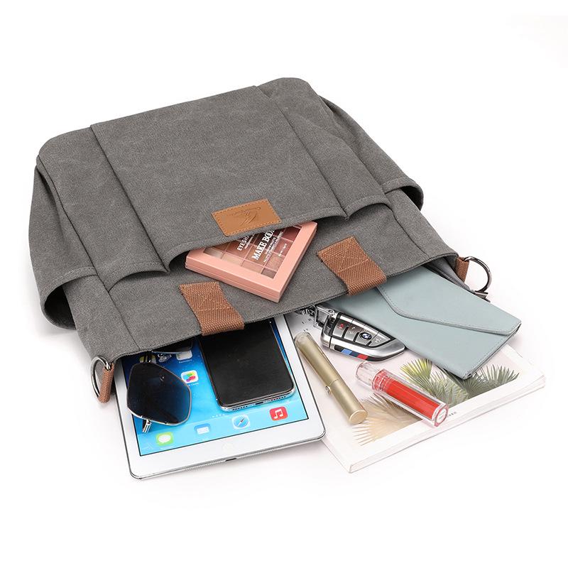 Plátěná crossbody taška velké kapacity v korejském stylu pro ženy - Trendy móda 2025